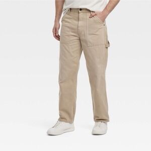 Men's Vintage Relaxed Straight Fit Utility Pants - Goodfellow & Co 32X34 Khaki